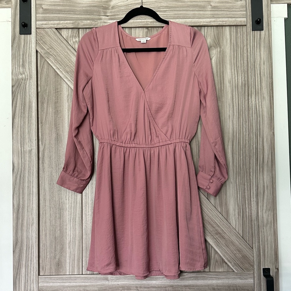 American Eagle Silky Long Sleeve Wrap Dress